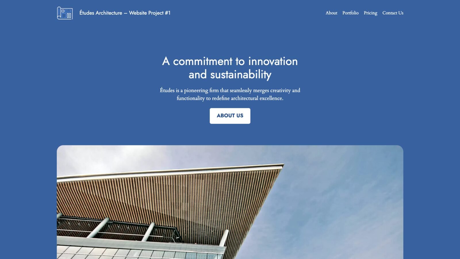 Homepage screenshot of a custom website designed for a architecture business by alche{ME} Designs.