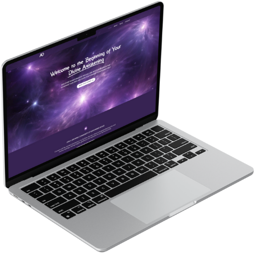 An image depicting a laptop displaying a website design by alche{ME} Designs, highlighting a professional, user-friendly, and visually captivating digital experience.