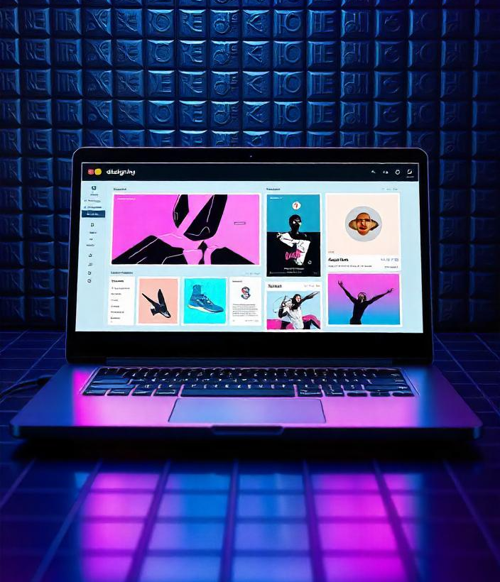 An image depicting web design and branding services by alche{ME} Designs, emphasizing the creation of cohesive, visually striking designs that reflect your brand identity and connect with your audience.